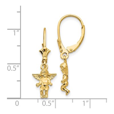 14K Yellow Gold Angel Leverback Earrings – view 5