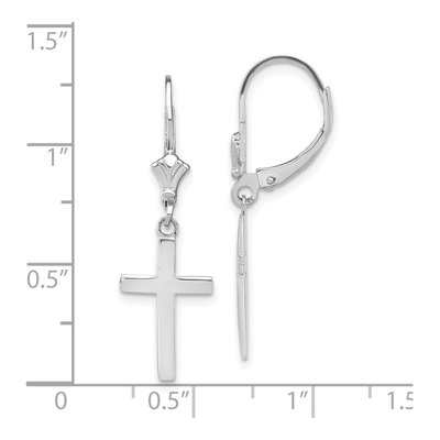 14K White Gold Cross Leverback Earrings – view 5