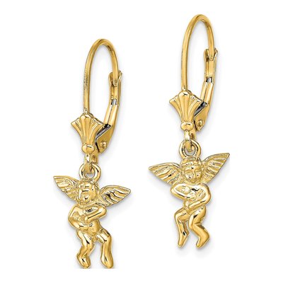 14K Yellow Gold Angel Leverback Earrings – view 3