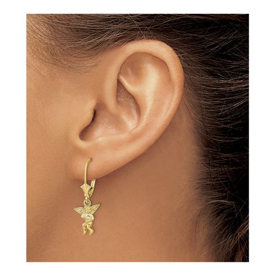 14K Yellow Gold Angel Leverback Earrings – view 4