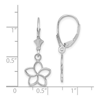 14K White Gold Plumeria Flower Leverback Earrings – view 4