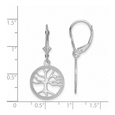 14K White Gold Tree of Life Leverback Earrings – view 5