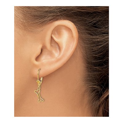 14K Yellow Gold Mini Dog Bone Leverback Earrings – view 4