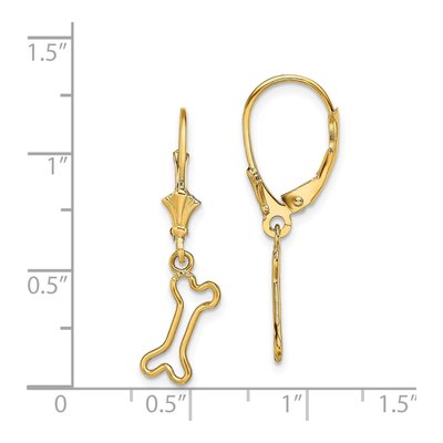 14K Yellow Gold Mini Dog Bone Leverback Earrings – view 5