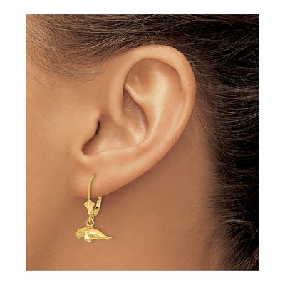 14K Yellow Gold Mini Manatee Leverback Earrings – view 4