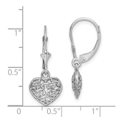 14K White Gold Puffed Heart Leverback Earrings – view 4