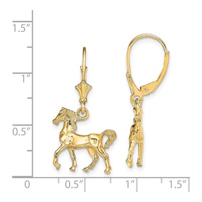 14K Yellow Gold 3-D Horse Leverback Earrings – view 5