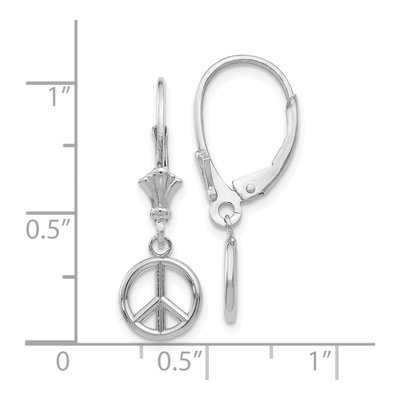 14K White Gold Peace Symbol Leverback Earrings – view 5