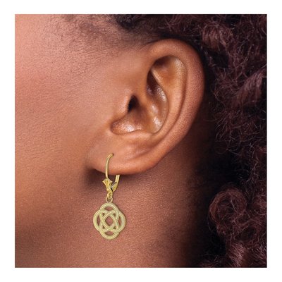14K Yellow Gold Celtic Knot Leverback Earrings – view 4