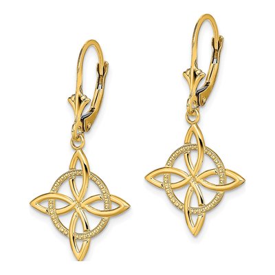 14K Yellow Gold Celtic Knot Leverback Earrings – view 3