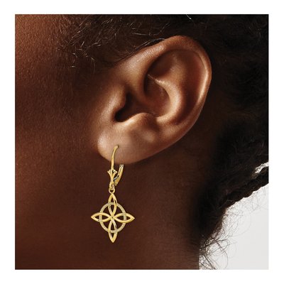 14K Yellow Gold Celtic Knot Leverback Earrings – view 4