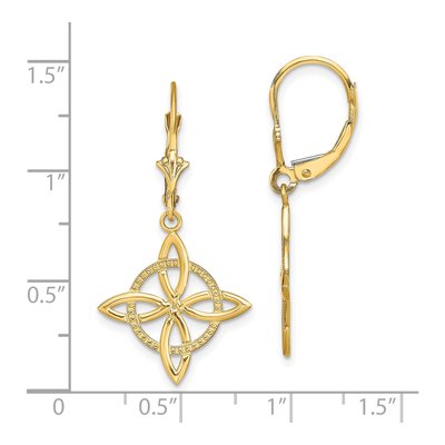 14K Yellow Gold Celtic Knot Leverback Earrings – view 5