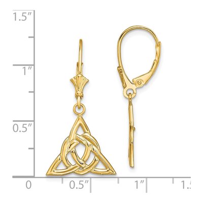 14K Yellow Gold Celtic Trinity Knot Leverback Earrings – view 5
