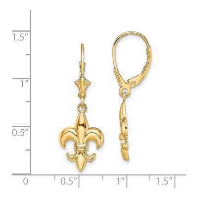 14K Yellow Gold Fleur-De-Lis Leverback Earrings – view 5
