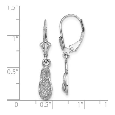 14K White Gold Flip-Flop Leverback Earrings – view 3