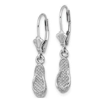 14K White Gold Flip-Flop Leverback Earrings – view 4