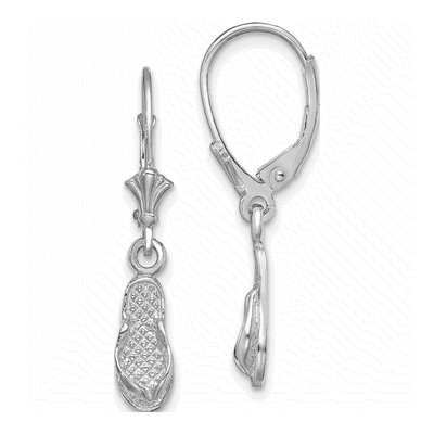 14K White Gold Flip-Flop Leverback Earrings