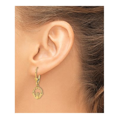 14K Yellow Gold Claddagh Leverback Earrings – view 4