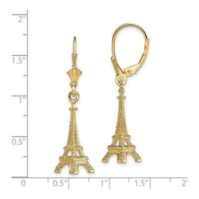 14K Yellow Gold Eiffel Tower Leverback Earrings – view 5
