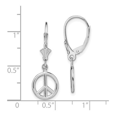 14K White Gold 3D Peace Symbol Leverback Earrings – view 5