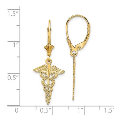 14K Yellow Gold Caduceus Leverback Earrings – view 5