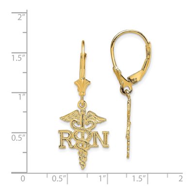 14K Yellow Gold Caduceus Leverback Earrings – view 5