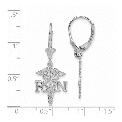 14K White Gold Caduceus Leverback Earrings – view 4