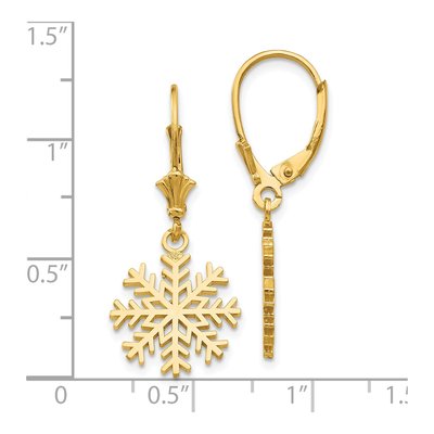 14K Yellow Gold Snowflake Leverback Earrings – view 4