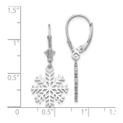 14K White Gold Snowflake Leverback Earrings – view 7