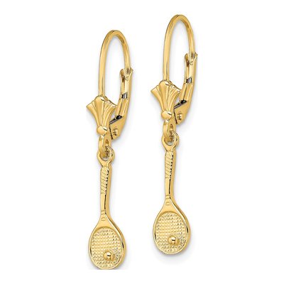 14K Yellow Gold Tennis Racquet Leverback Earrings – view 2