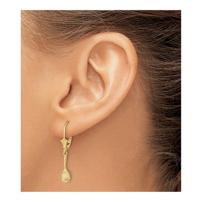 14K Yellow Gold Tennis Racquet Leverback Earrings – view 3