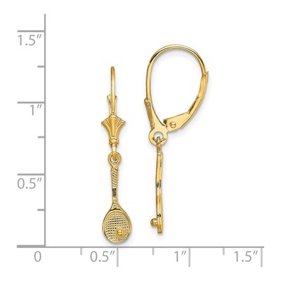 14K Yellow Gold Tennis Racquet Leverback Earrings – view 4