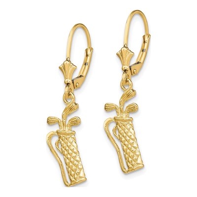 14K Yellow Gold Golf Bag Leverback Earrings – view 3