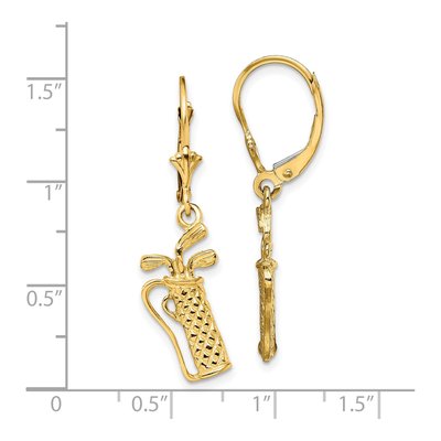 14K Yellow Gold Golf Bag Leverback Earrings – view 5