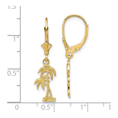 14K Yellow Gold Palm Tree Leverback Earrings – view 4