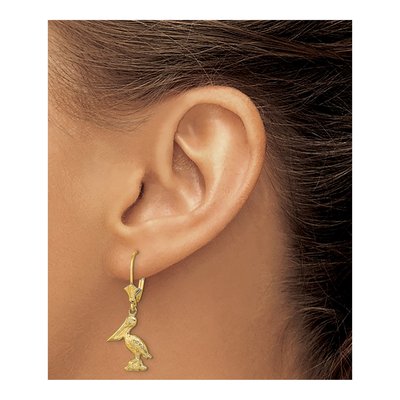 14K Yellow Gold Pelican Leverback Earrings – view 4