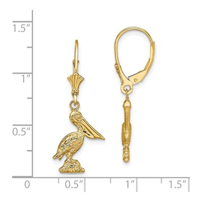 14K Yellow Gold Pelican Leverback Earrings – view 5