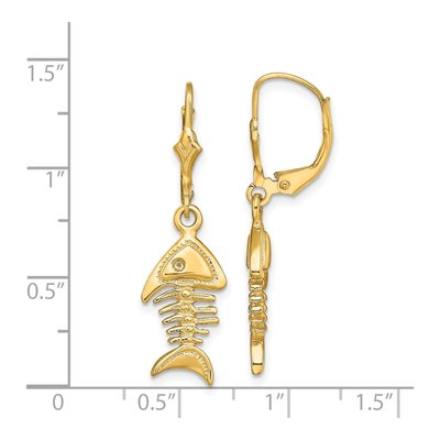 14K Yellow Gold Fishbone Leverback Earrings – view 5
