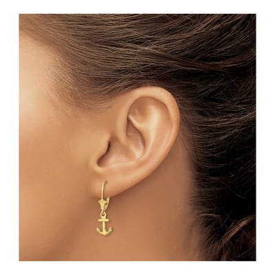 14K Yellow Gold Conch Shell Leverback Earrings – view 3