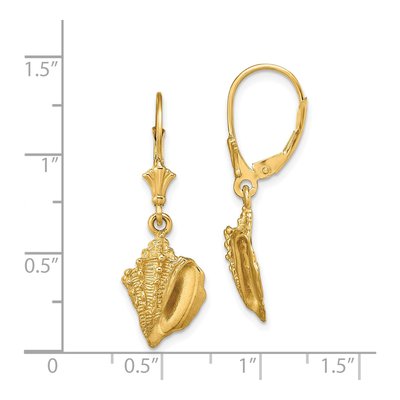 14K Yellow Gold Conch Shell Leverback Earrings – view 4