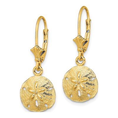 14K Yellow Gold Sand Dollar Leverback Earrings – view 3