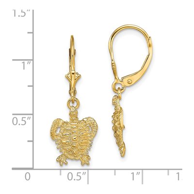 14K Yellow Gold Turtle Leverback Earrings – view 5