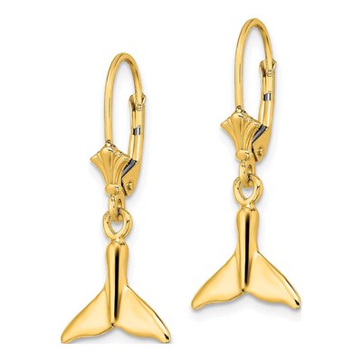 14K Yellow Gold Whale Tail Leverback Earrings – view 3