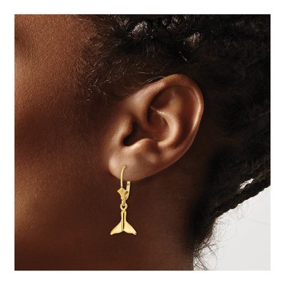 14K Yellow Gold Whale Tail Leverback Earrings – view 4