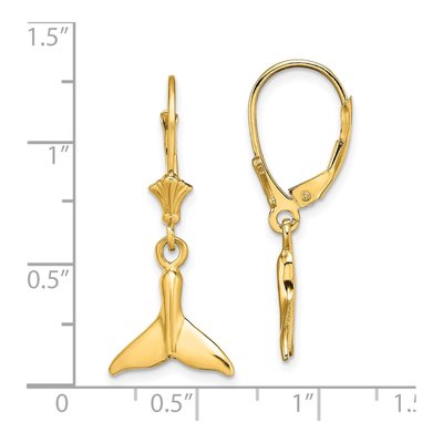 14K Yellow Gold Whale Tail Leverback Earrings – view 5