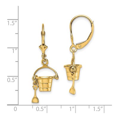 14K Yellow Gold Beach Bucket Leverback Earrings – view 5