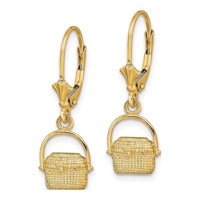 14K Yellow Gold Nantucket Basket Leverback Earrings – view 2
