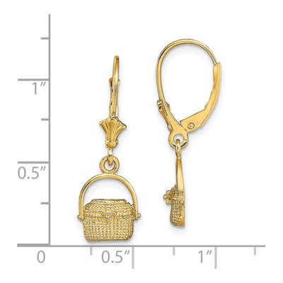 14K Yellow Gold Nantucket Basket Leverback Earrings – view 4