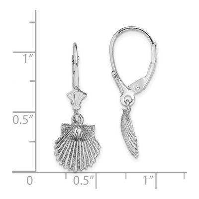 14K White Gold Scallop Shell Leverback Earrings – view 6