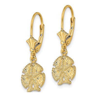 14K Yellow Gold Sand Dollar Leverback Earrings – view 3